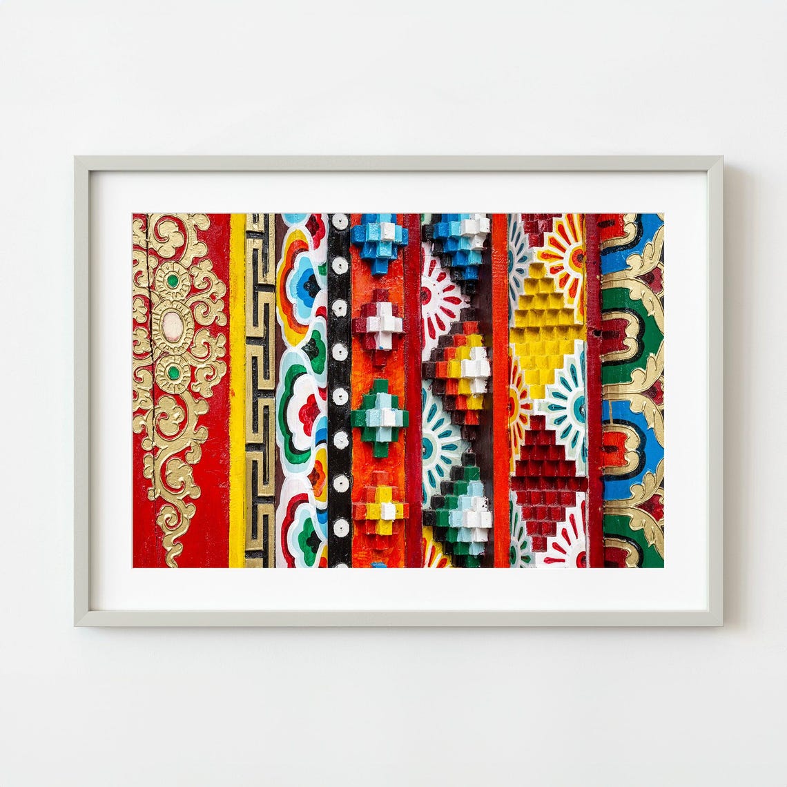 Tibetan Decorated Woodwork Colorful Carved Temple Beams Photo Poster