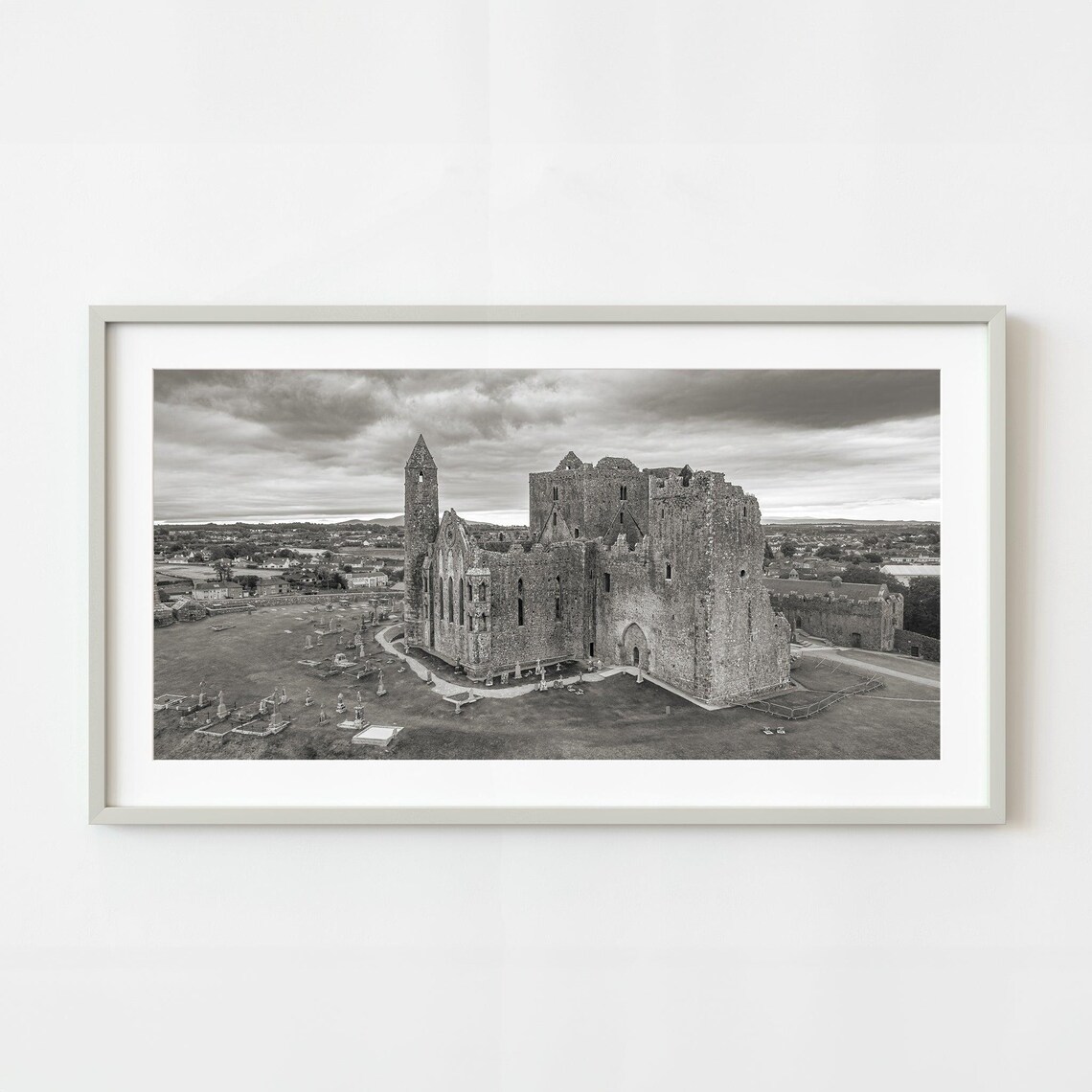 Rock Of Cashel Castle Ruins Ireland Black And White Photo Poster