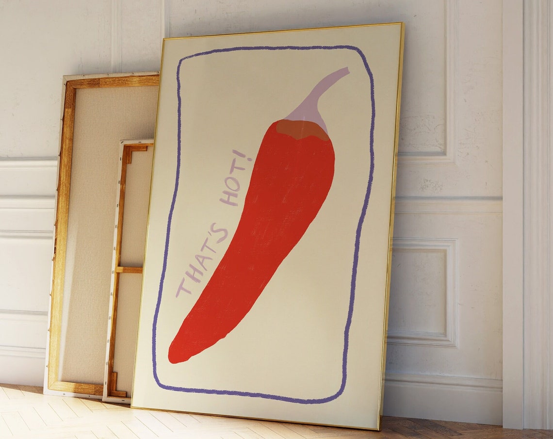 Thats Hot Red Chili Pepper Fun Retro Kitchen Statement Poster