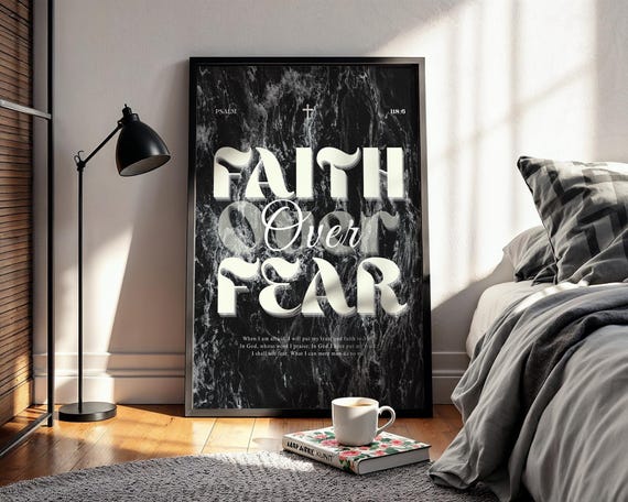 Faith Over Fear, 2 Timothy 1:7 Scripture Art Print