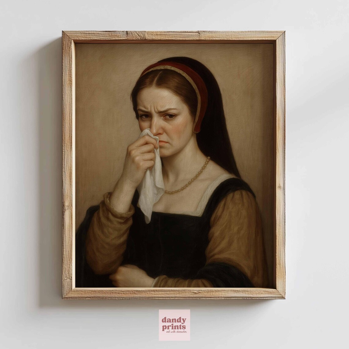 Funny Bathroom Art Print Tudor Woman Holding Nose