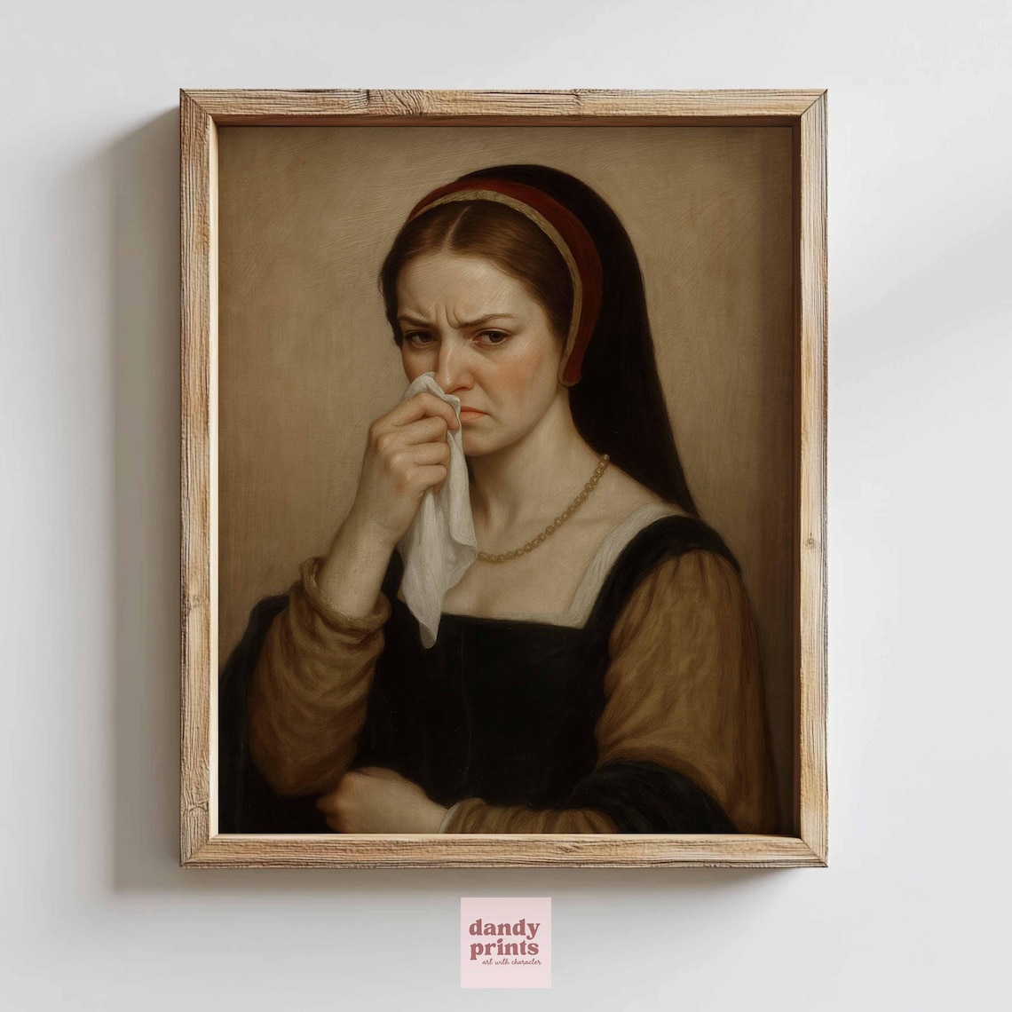 Funny Regal Tudor Woman Holding Her Nose Bathroom Humor Art Poster