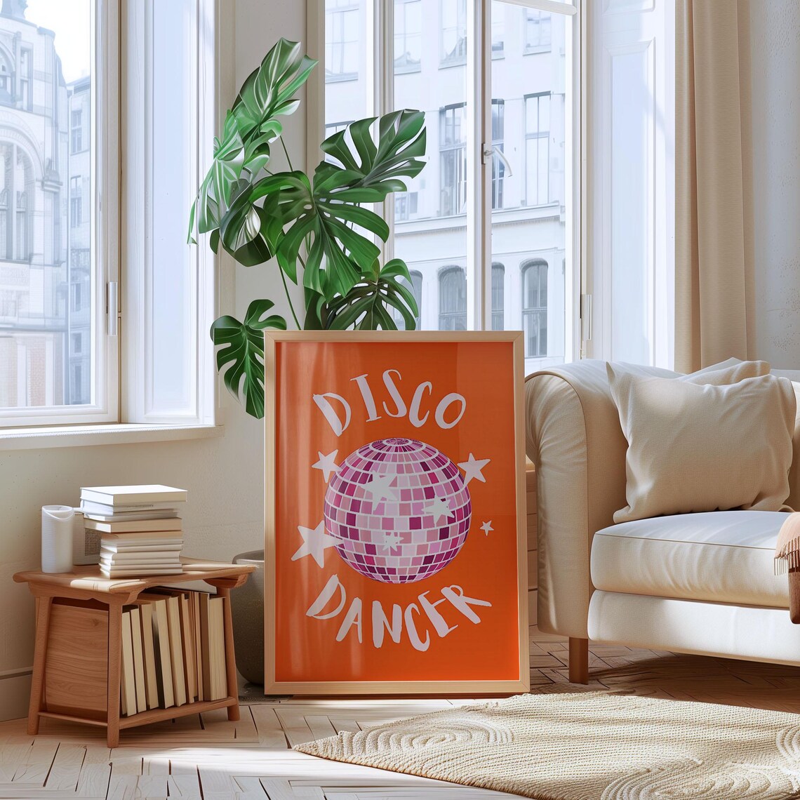 Orange Disco Ball, Disco Dancer Poster Print - Image 2