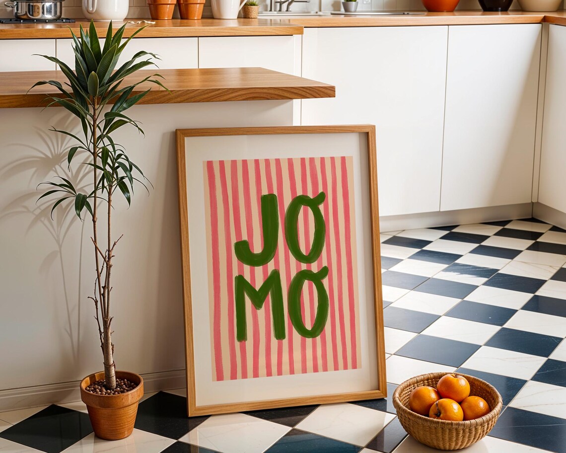 Jomo Joy Of Missing Out, Stripy Abstract Poster - Image 2