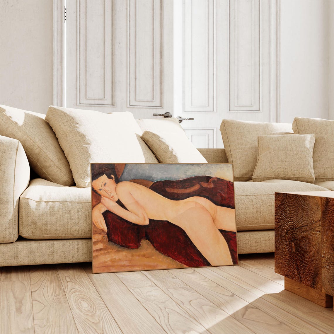 Modigliani Style Reclining Nude Classic Oil Painting Wall Art - Image 4