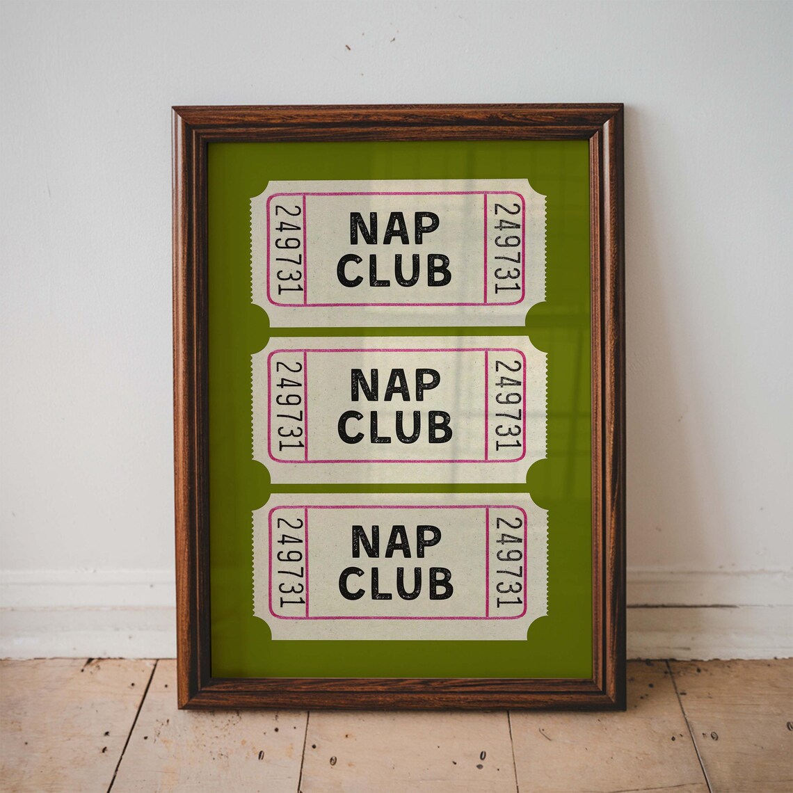Nap Club Ticket Stub Retro Style Art Print