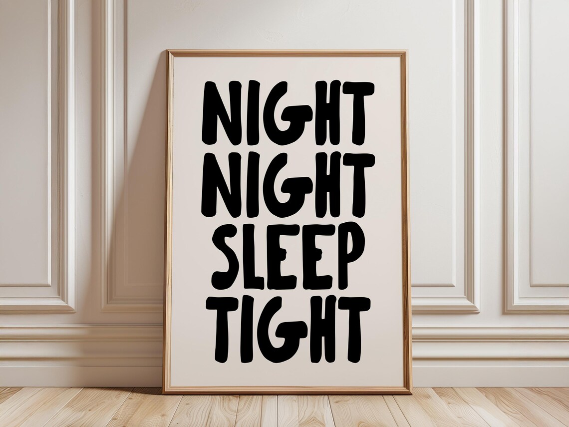 Night Sleep Tight Typography Poster, Bedroom Decor