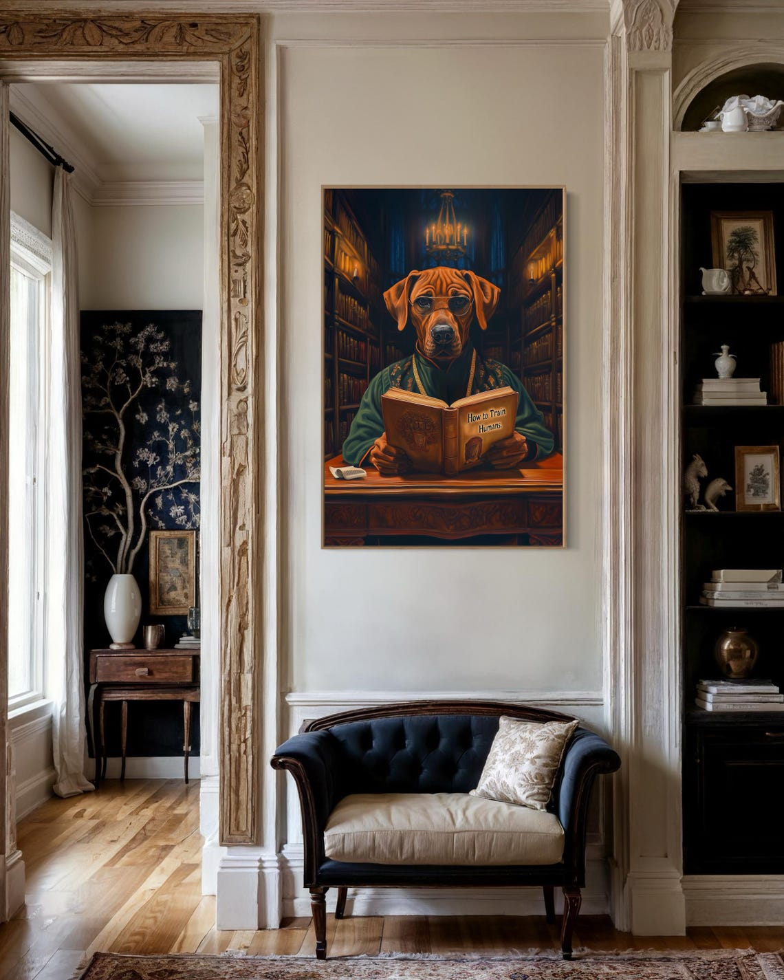 Rhodesian Ridgeback Reading How to Train Humans Book Library Poster - Image 2