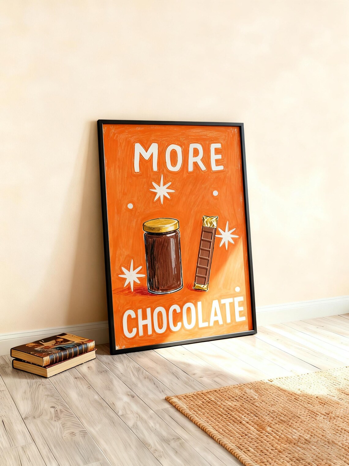 More Chocolate Retro Kitchen Wall Art Funny Food Print Midcentury Modern Poster Cozy Dessert Decor