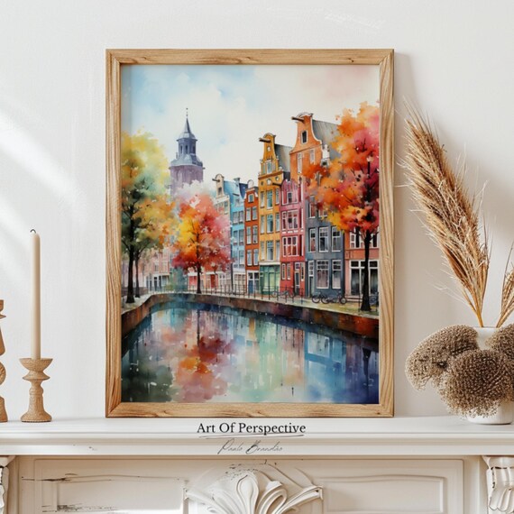 Amsterdam Cityscape Oil Painting Netherlands Houses Art