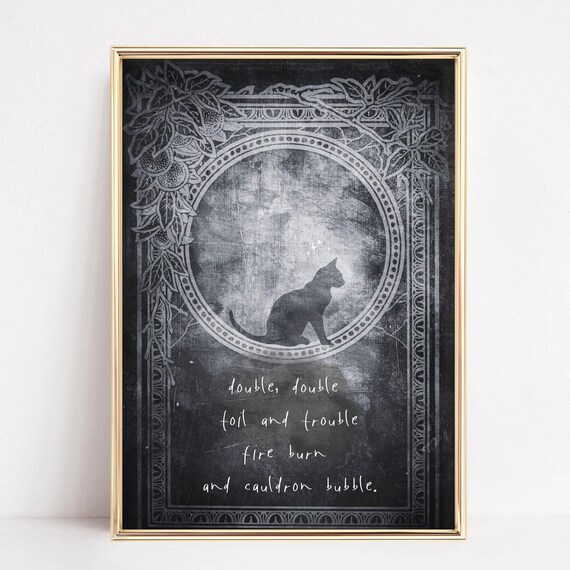 Black Cat Moon Gothic Halloween Shakespeare Witch Quote Poster