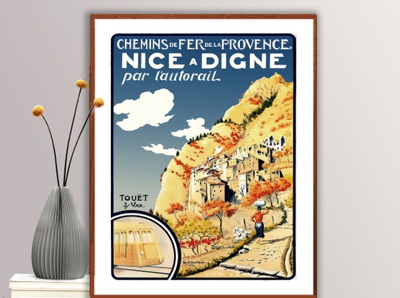 Nice A Digne Par Lautorail Vintage Travel Posters Poster Paper Or Prints Gift Idea Wall Art