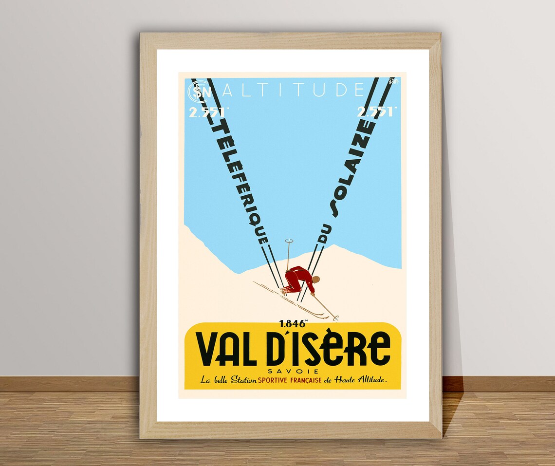 Val Disere Savoie France Vintage Ski Travel Poster - Image 2