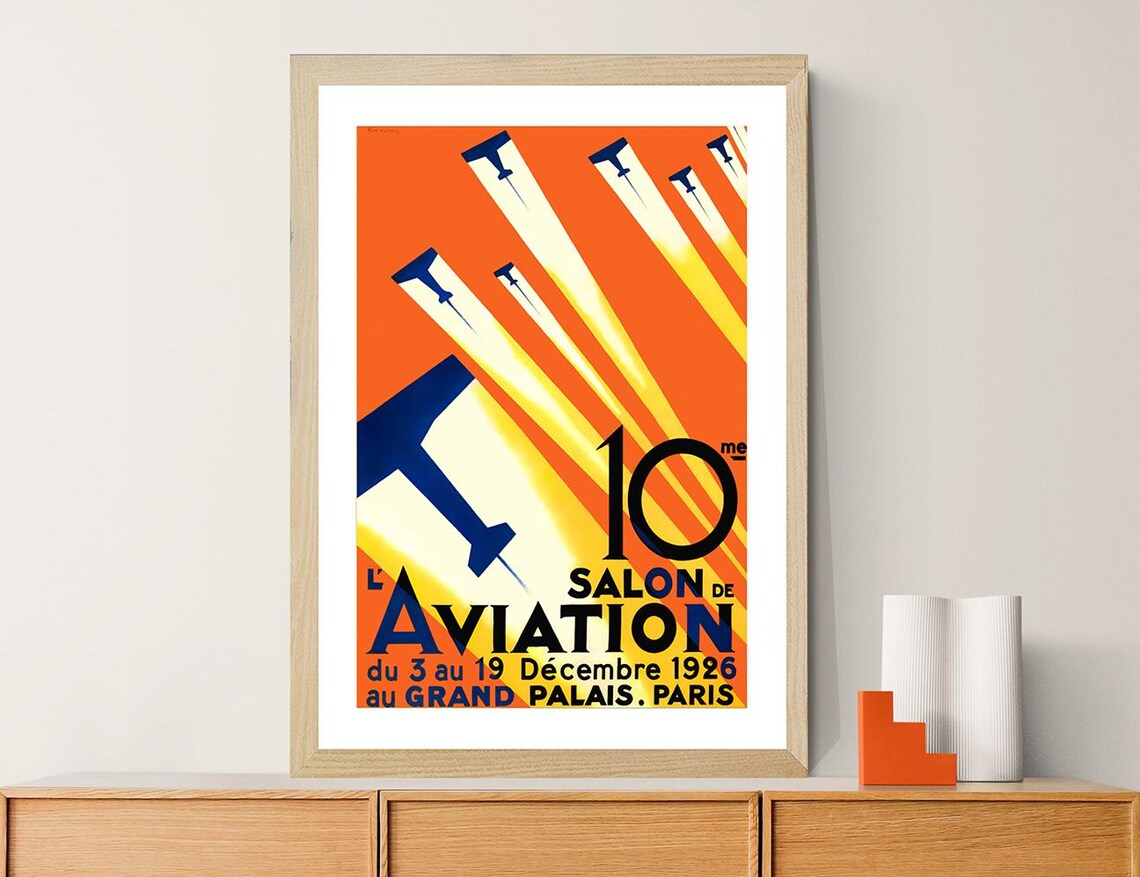 Salon De L'Aviation Paris France Vintage Travel Poster - Image 2