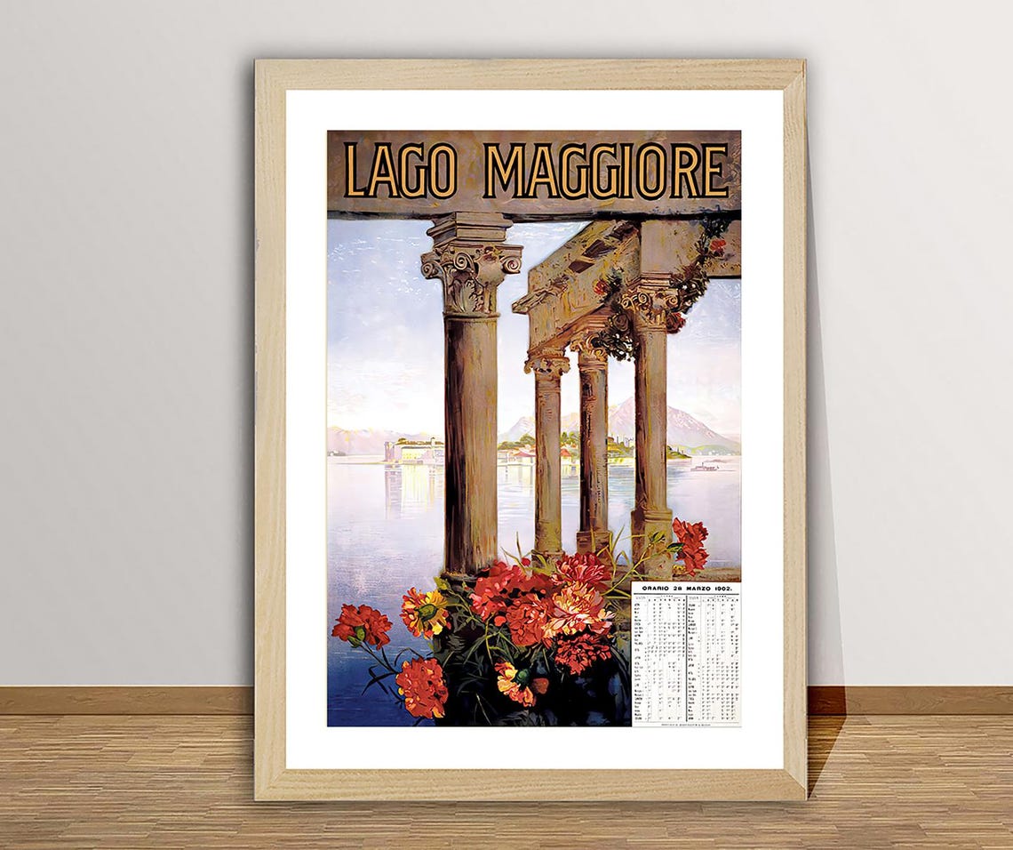 Lago Maggiore 1902 Italian Lakes Vintage Railway Travel Poster