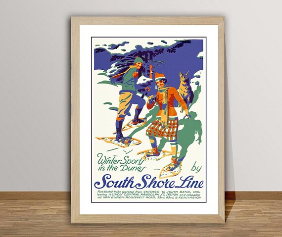 Winter Sport In The Dunes South Shore Line Snowshoe Trip Poster