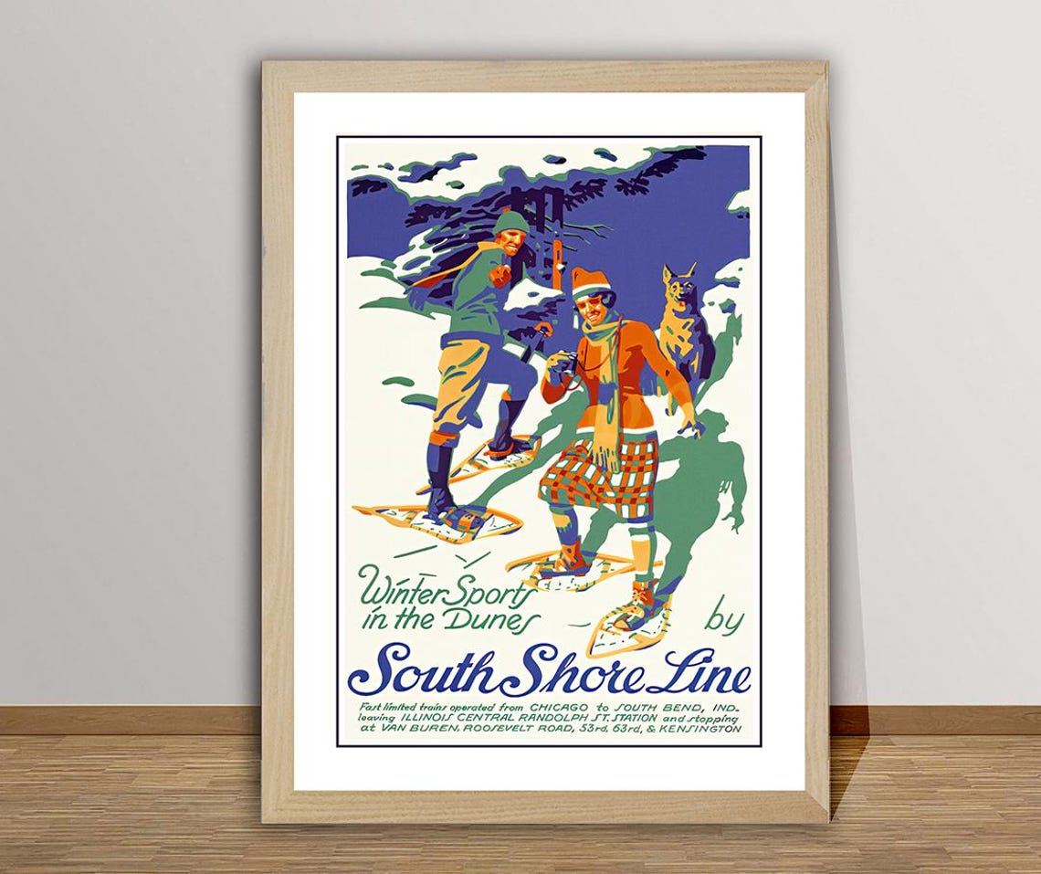 Winter Sport In The Dunes South Shore Line Snowshoe Trip Poster