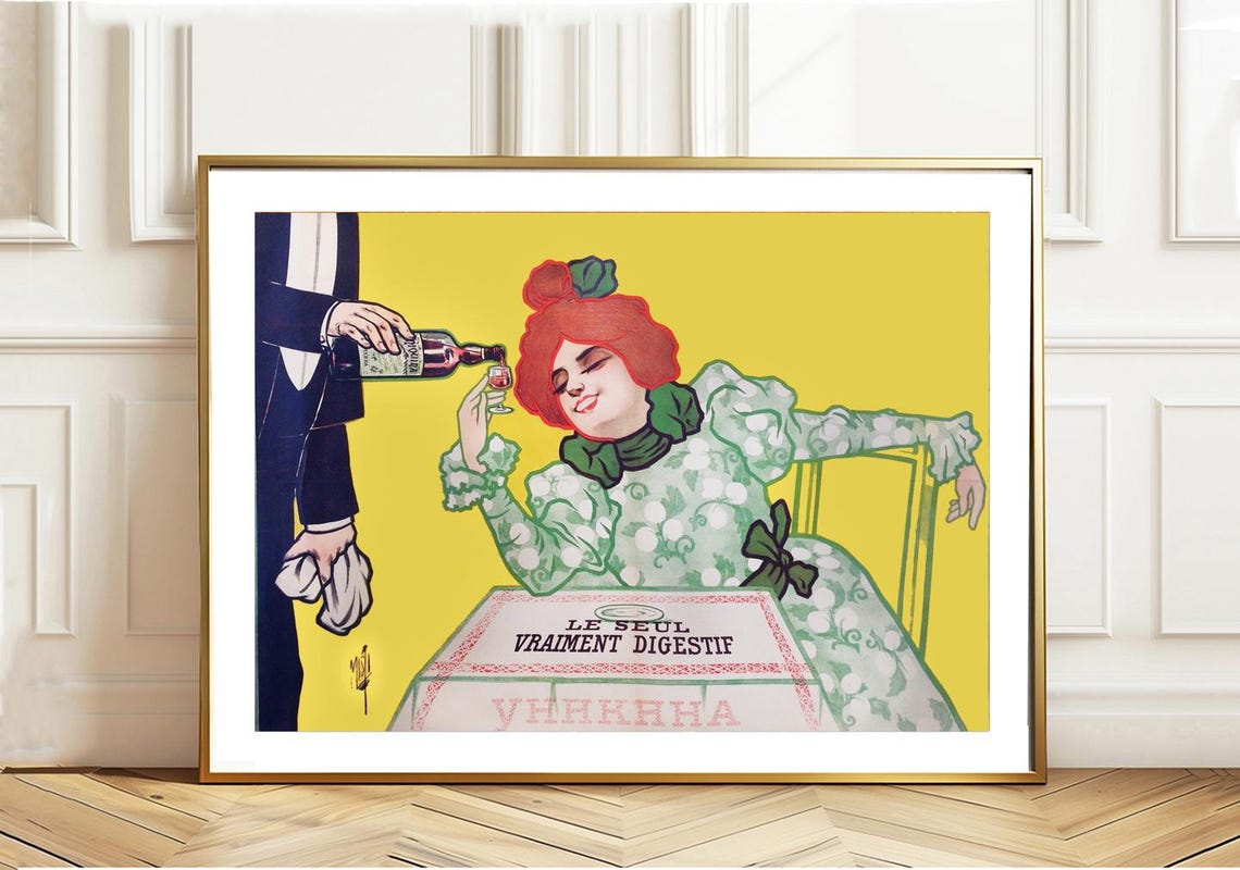 French Digestif Aperitif Woman Cafe Vintage Advertising Poster - Image 2