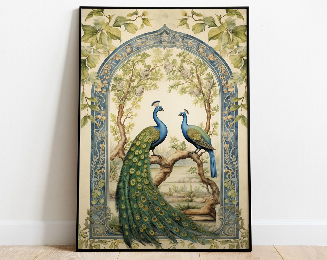 Peacock Mughal Indian Vintage Palace Art Print