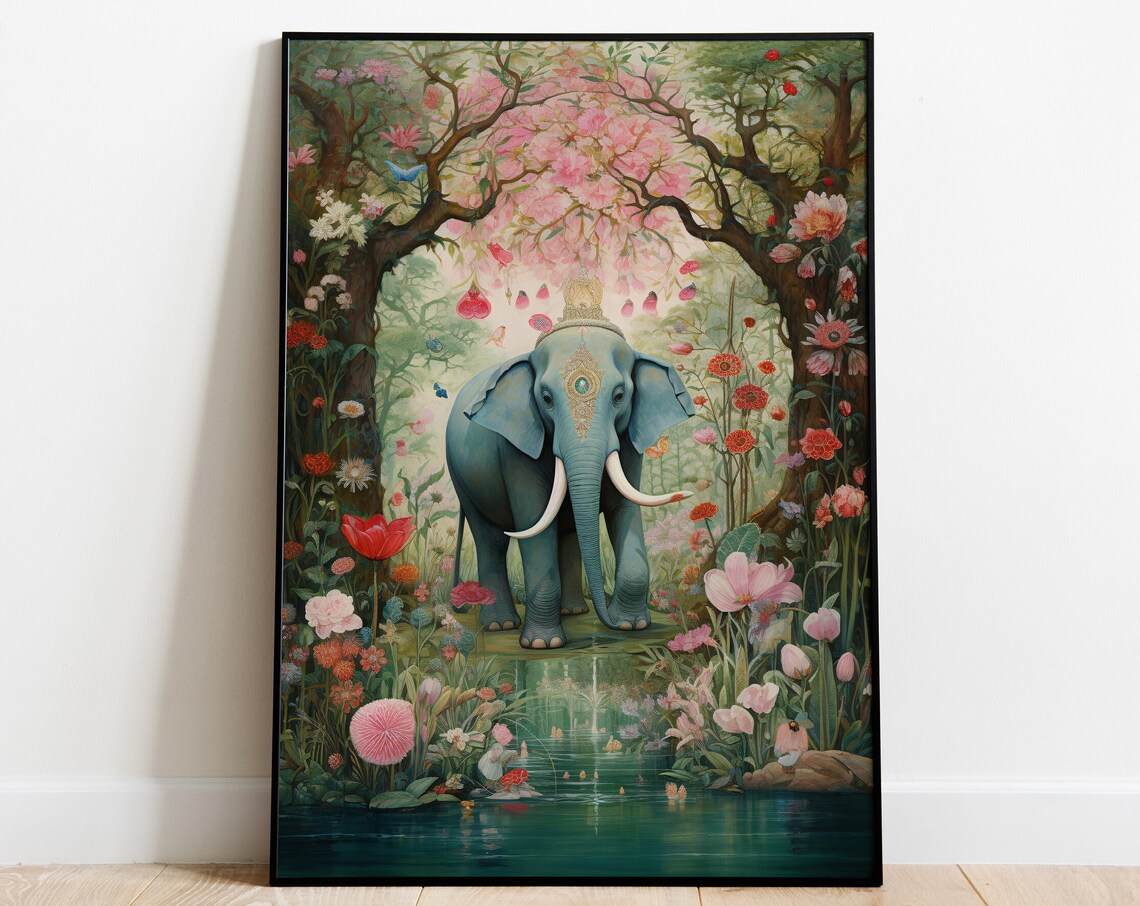 Indian Royal Palace Elephant Art Print, Whimsical