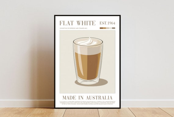 Flat White Poster Kitchen Print Flat White Wall Art Flat White Poster Coffee Print Flat White Coffee Wall Art Kitchen Wall Art