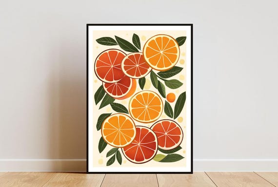 Orange Poster Kitchen Print Orange Wall Art Fruit Poster Orange Print Orange Fruit Wall Art Kitchen Poster Fruit Print Kitchen Decor