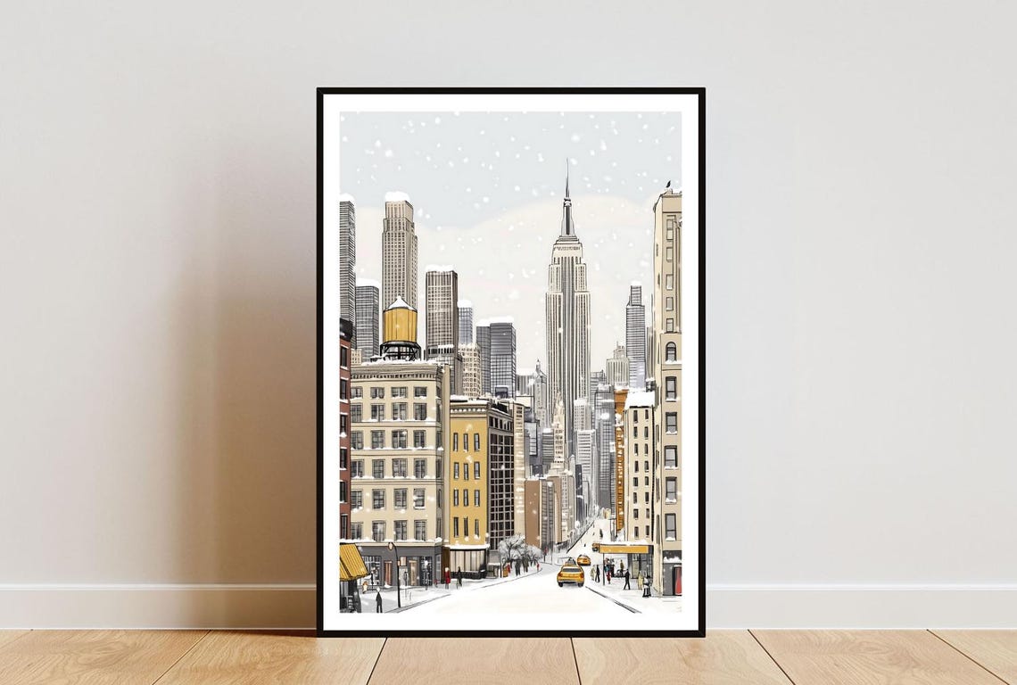 New York Poster New York Print America Wall Art Christmas Wall Art Usa Print Empire State Building Usa New York Art United States Art