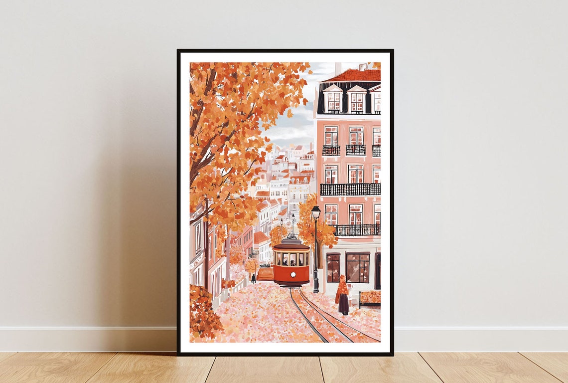 Lisbon Poster Lisbon Tram Print Portugal Wall Art Travel Poster Portugal Print Lisbon Portugal Print European Wall Art Autumn Poster