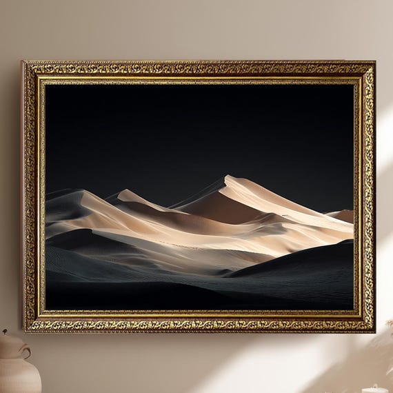 Moonlit Desert Sand Dunes Minimalist Fine Art Photography With Soft Light And Shadows For Modern Elegant Wall Decor