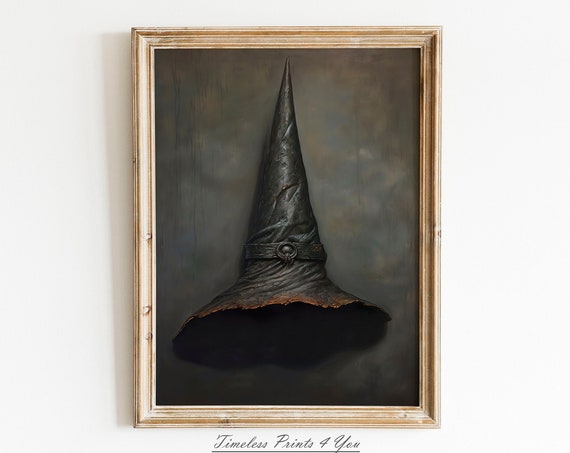 Witch Hat Art Witchy Prints Wall Witchcore Print Rustic Halloween