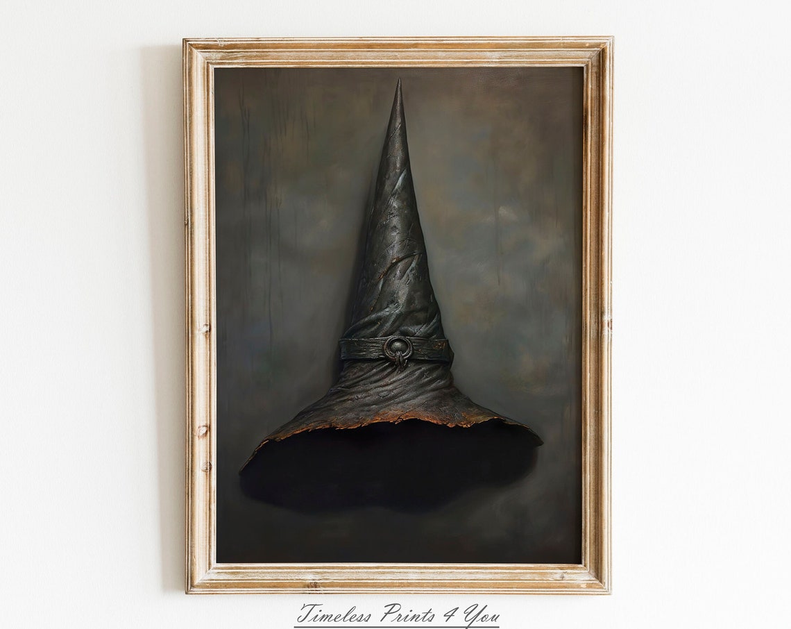 Witch Hat Art Witchy Prints Wall Witchcore Print Rustic Halloween
