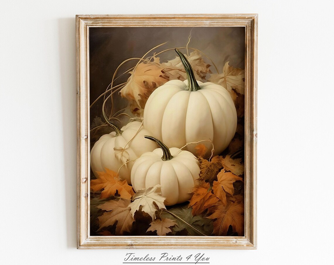 Pumpkin Rustic Print Art, Vintage Autumn Poster