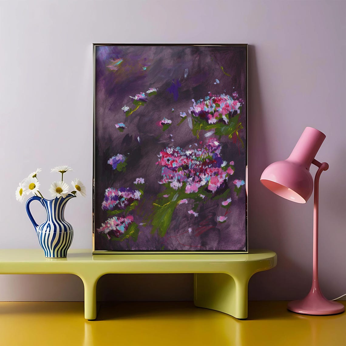 Purple Pink Hydrangea Bloom Abstract Botanical Floral Art Poster