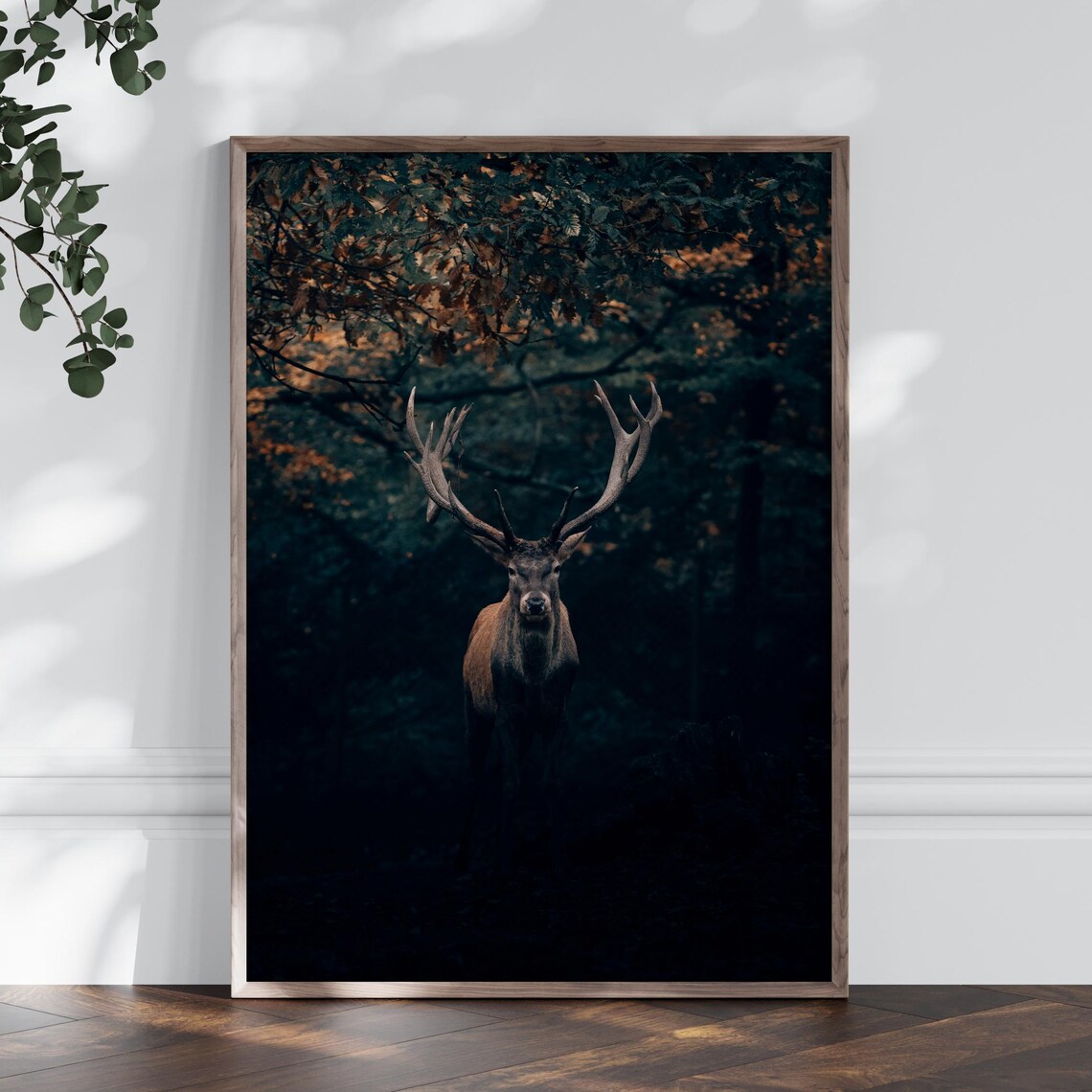 Deer Wildlife Landscape Art Print, Forest Animal