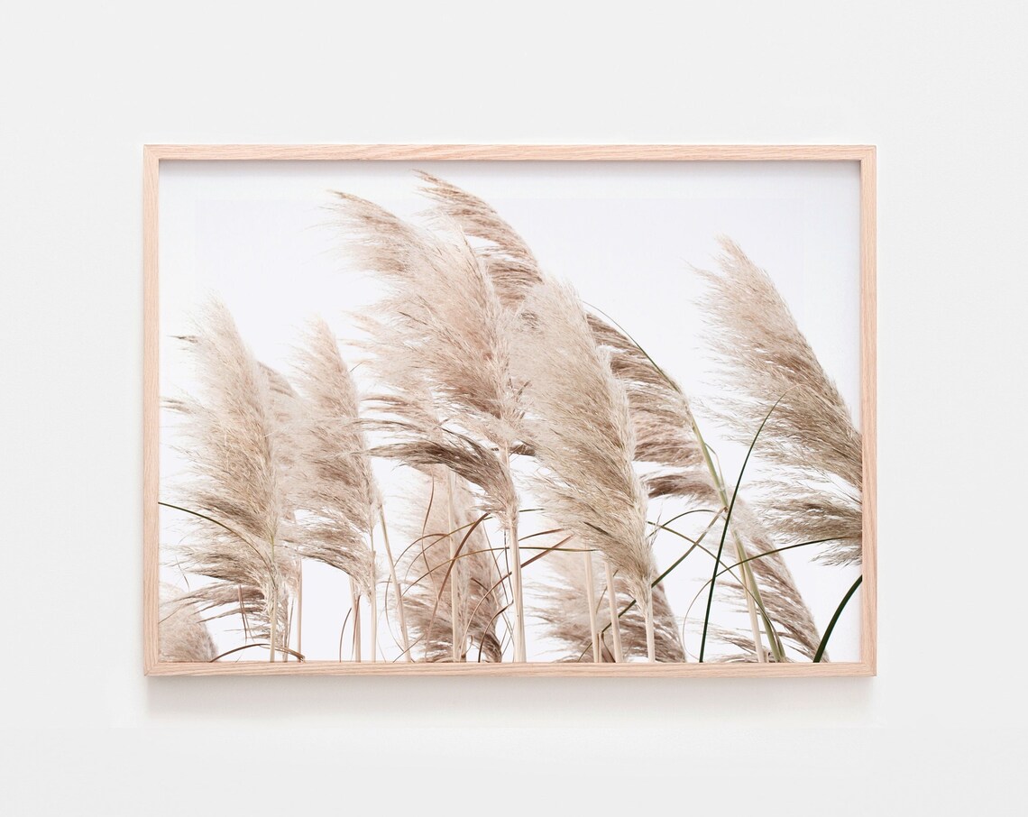 Modern Pampas Grass Neutral Tones Boho Art Print