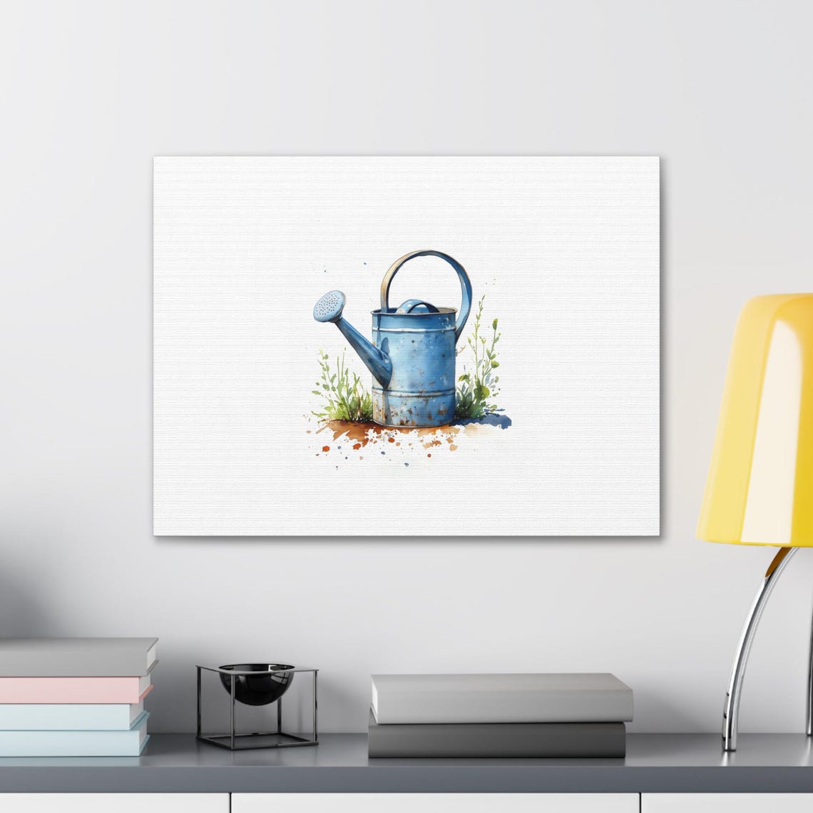 Blue Watering Can Watercolor Garden Botanical Rustic Charm Art Poster - Image 3