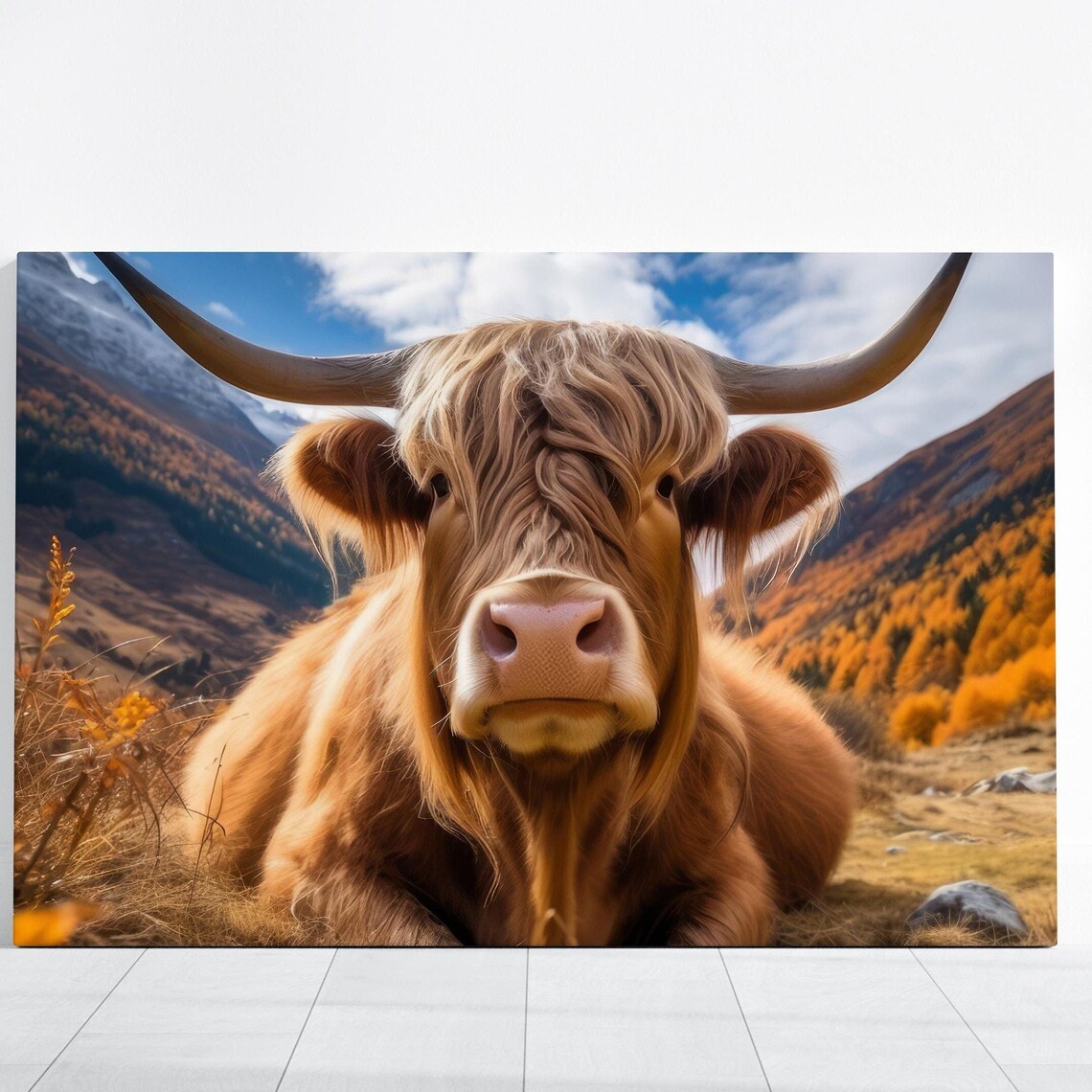 Highland Cow Art Print, Farmhouse Rustic Mountain Style