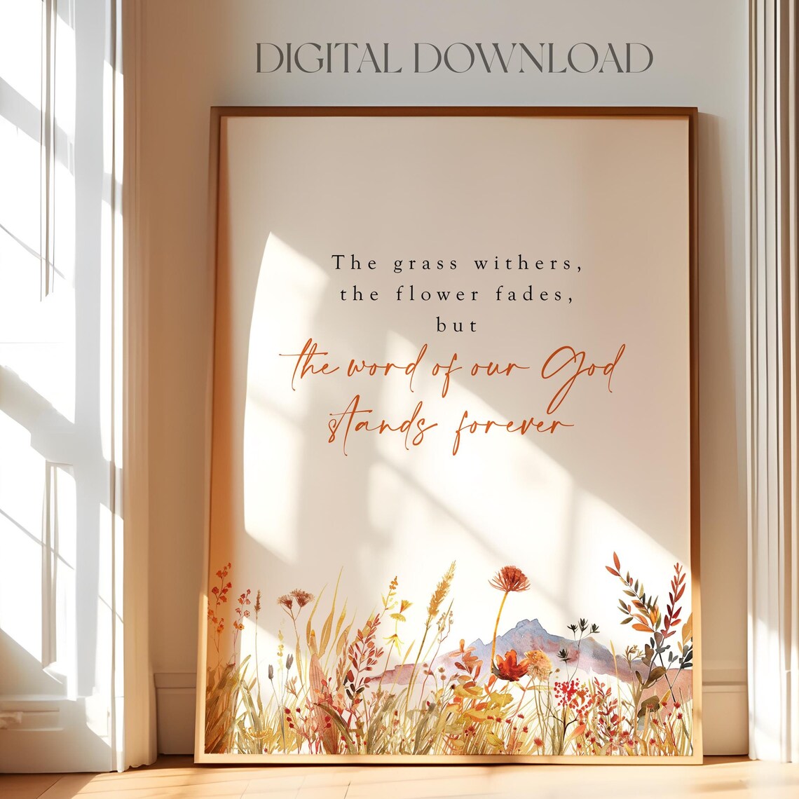 Isaiah 40:8 Autumn Bible Verse Boho Art Print