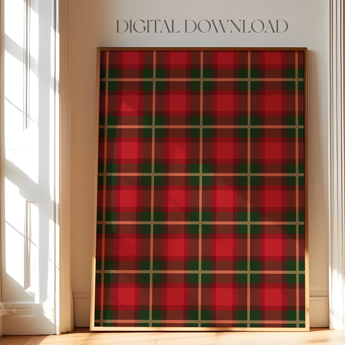 Red And Green Christmas Plaid Tartan Pattern Holiday Wall Decor Poster
