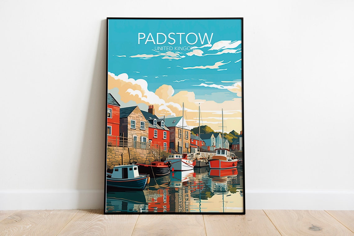 Padstow Cornwall Fishing Harbor Boats Vintage Style Travel Poster - Image 2