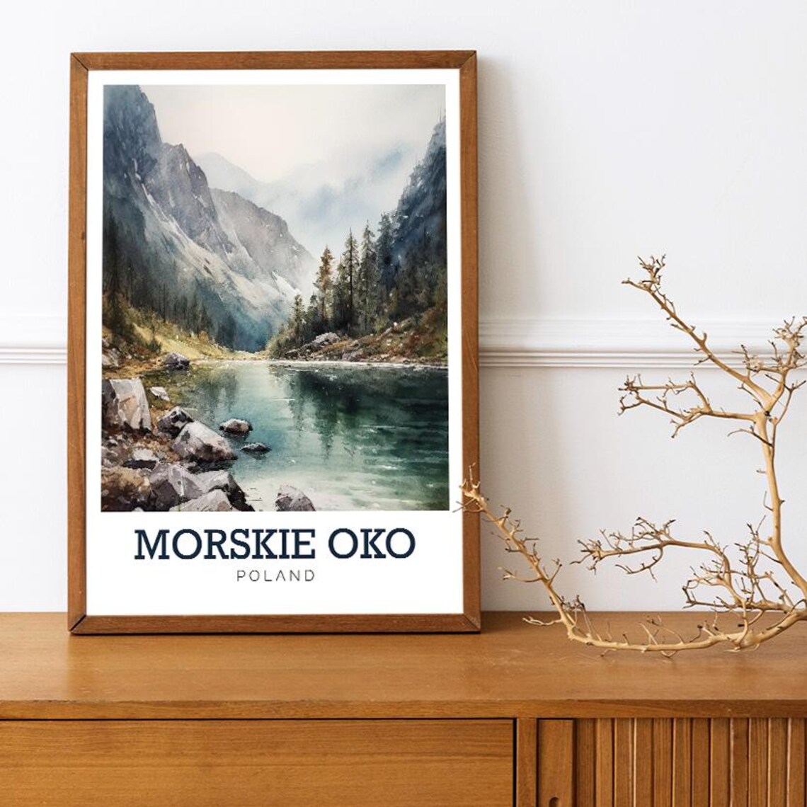 Morskie Oko Poland Mountain Lake Watercolor Tatra Nature Poster - Image 3