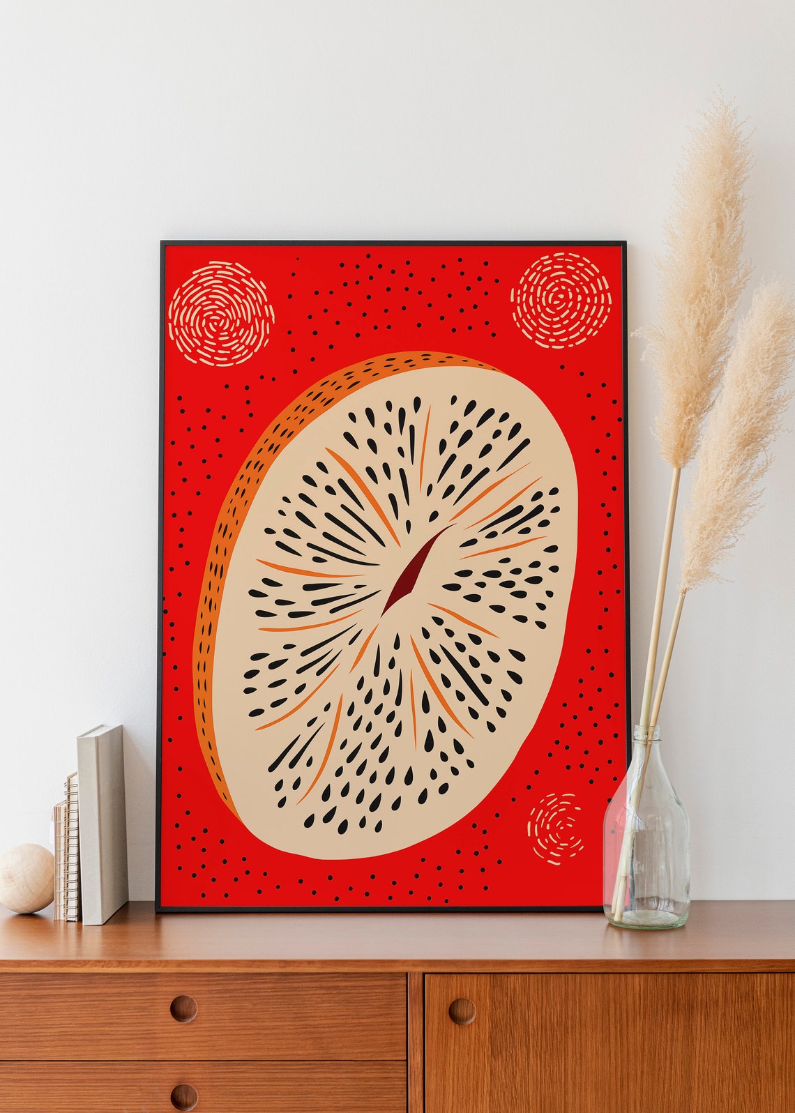 Watermelon Slice Pop Art Bold Red Background Graphic Fruit Art Poster