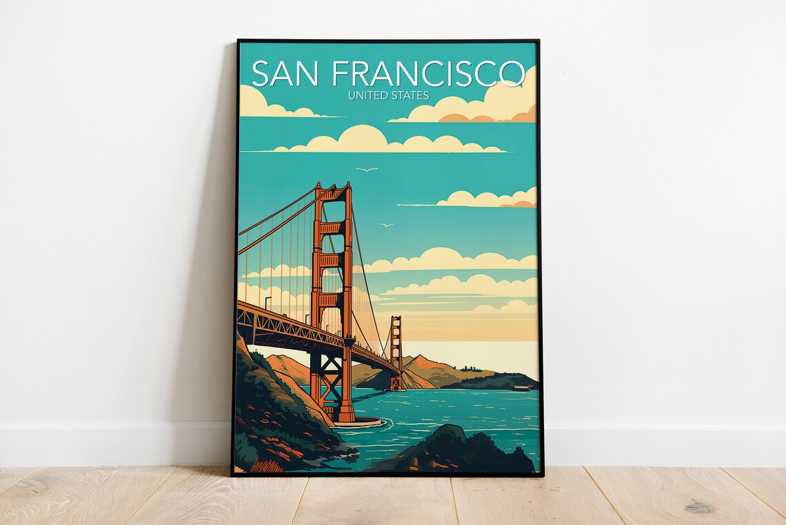 Golden Gate Bridge San Francisco Vintage Travel Style Poster - Image 2