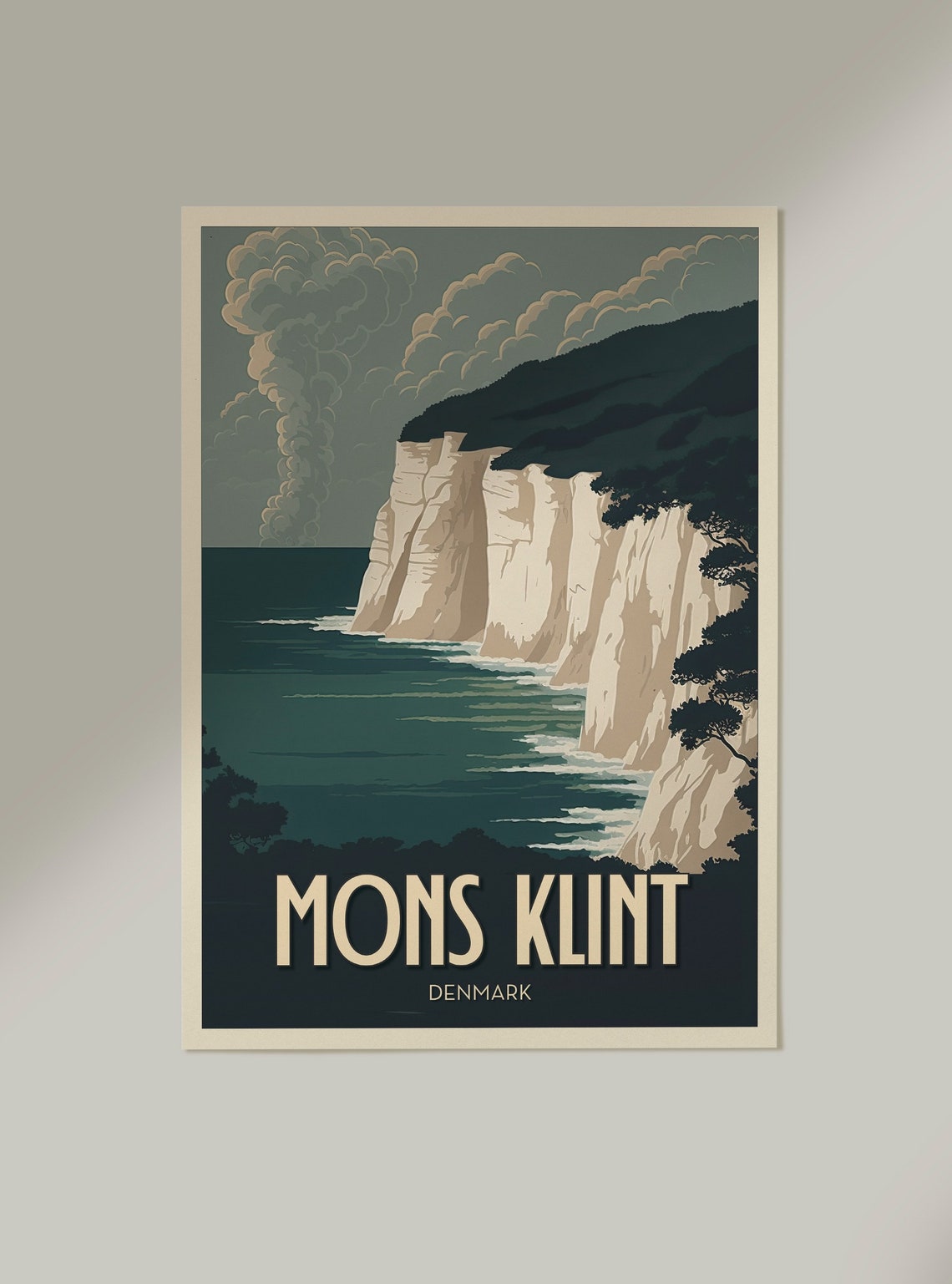 Mons Klint Denmark White Chalk Cliffs Sea Vintage Travel Poster - Image 2