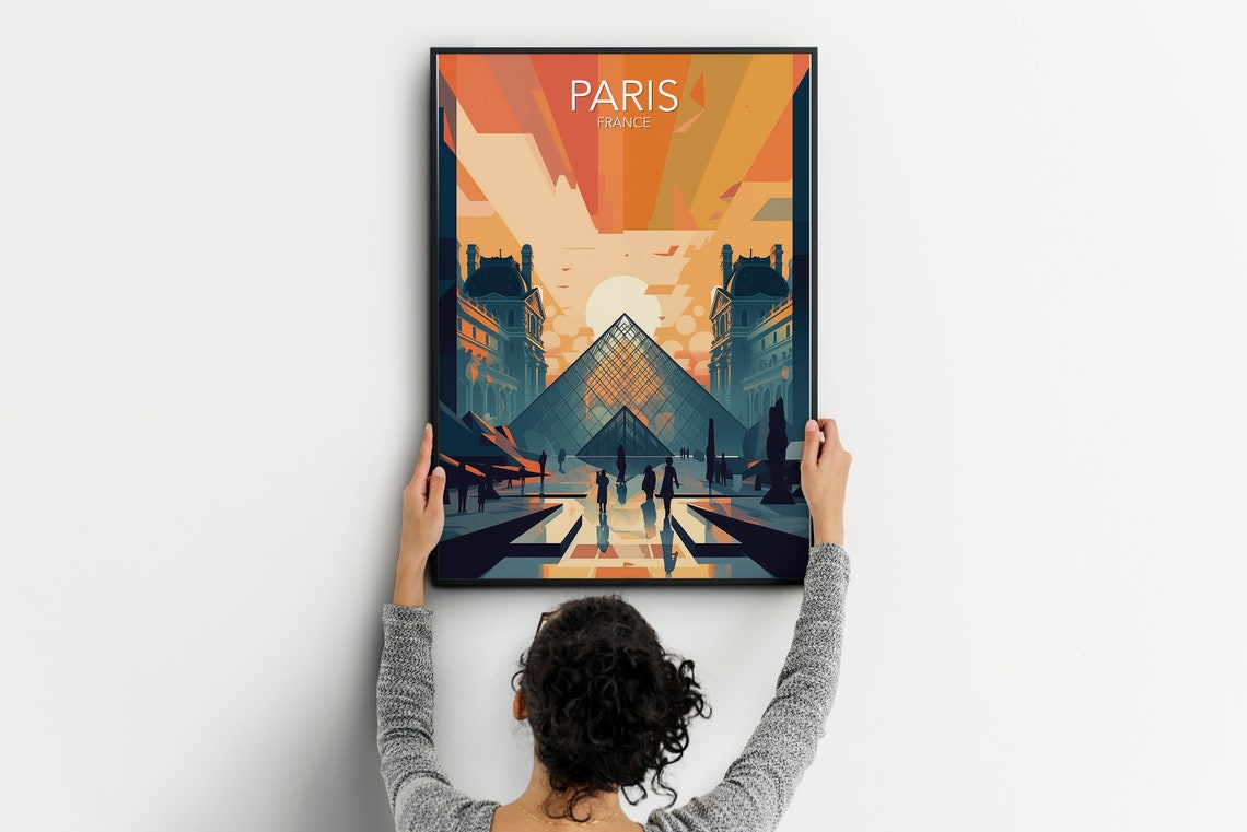 Paris The Louvre Art Print Modern Poster Print Available In Many Sizes Or - Image 2