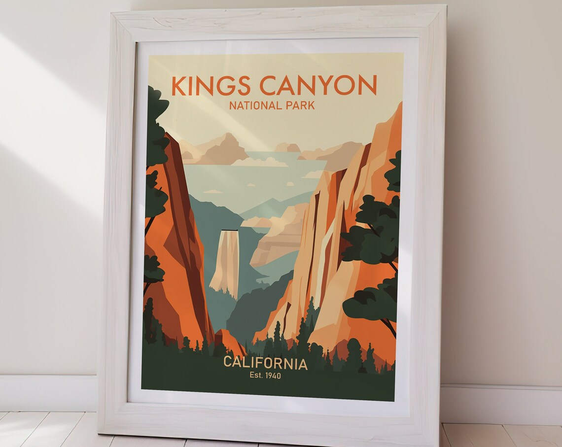 Kings Canyon National Park California Waterfall Cliffs Poster - Image 2
