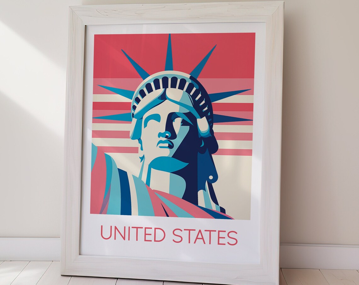 United States Statue Of Liberty New York Pop Art Travel Poster - Image 2
