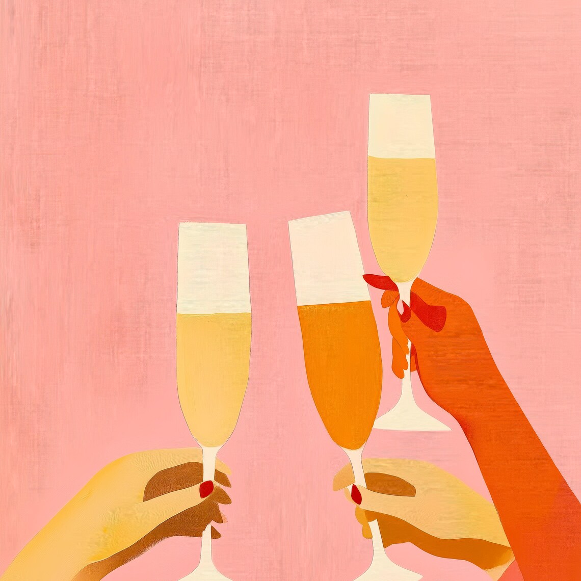 Champagne Toast Pink Background Celebration Cheers Painting Wall Art - Image 3