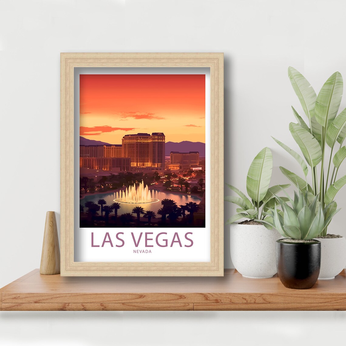 Las Vegas Nevada Bellagio Fountains Dusk Water Show Skyline Poster - Image 6