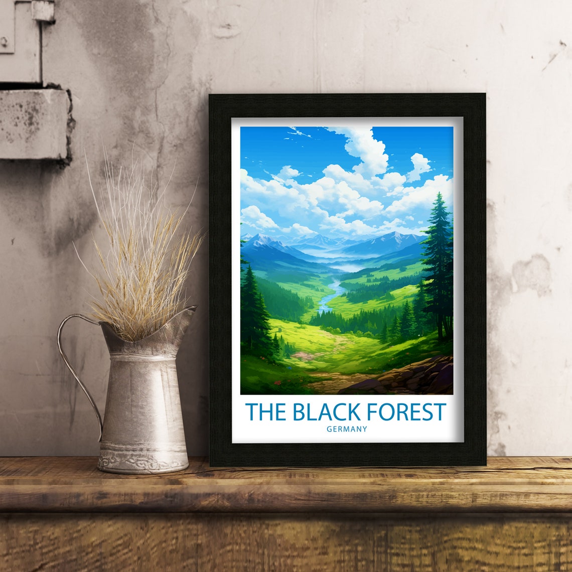 The Black Forest Germany Pine Valley River Mountain View Travel Poster - Image 6